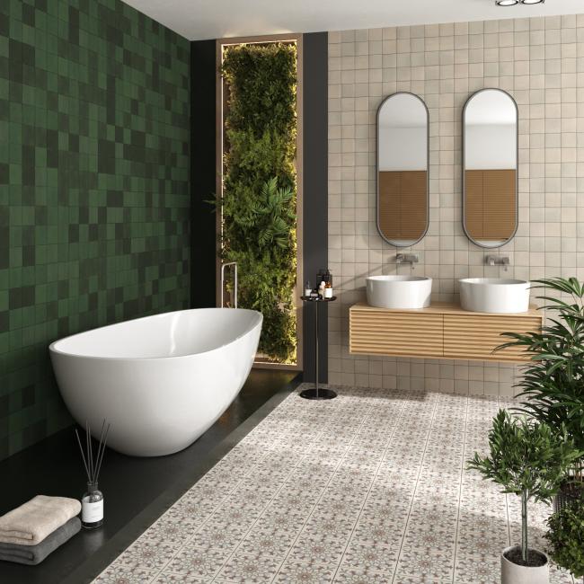 LA MADELEINE CLEA 20X20 - ATELIER EMERAUDE & TAUPE 10X10 MAT